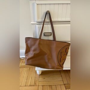 Tory Burch camel tote with logo